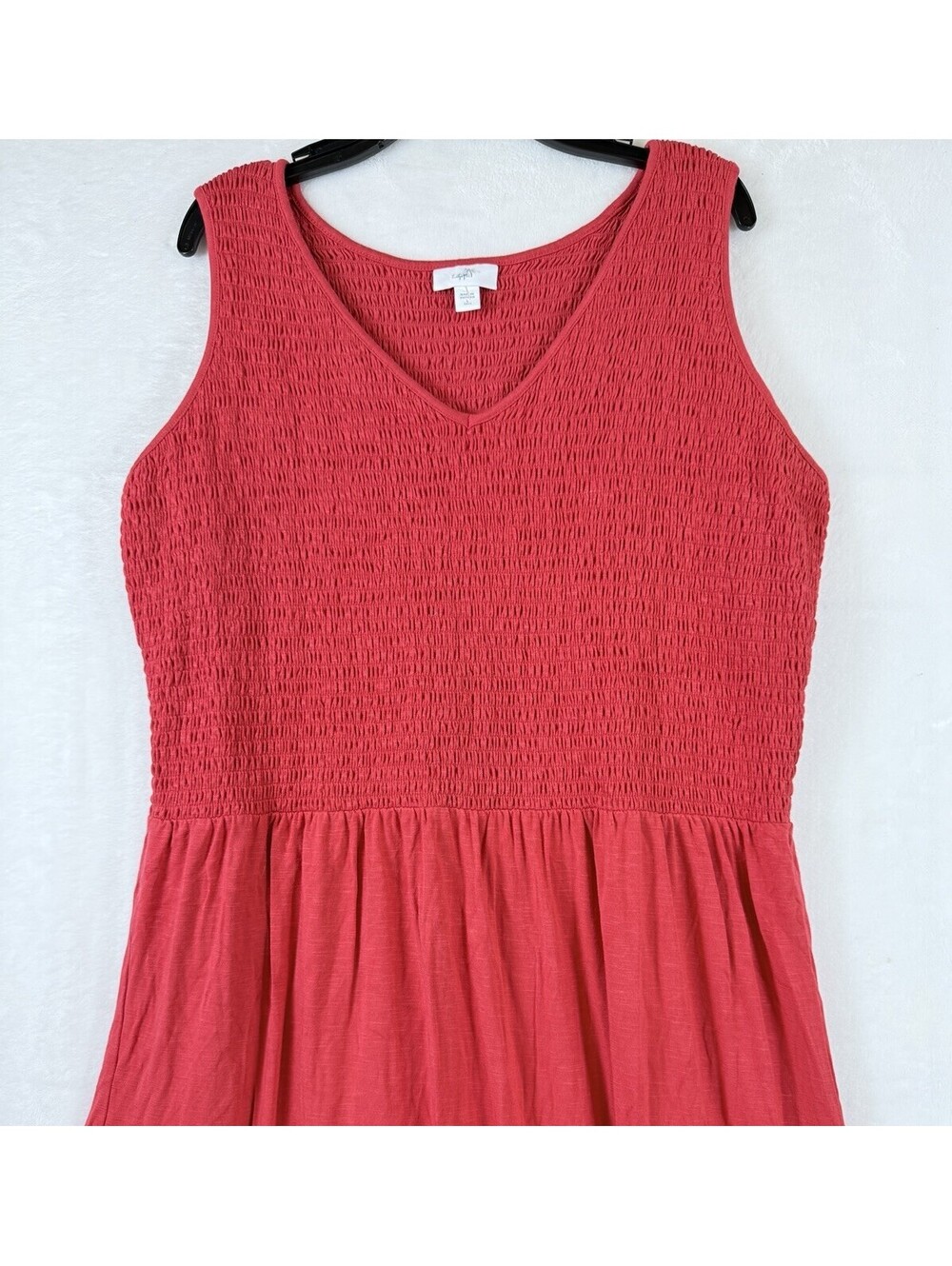 J Jill Large Tall Dress Midi Fit And Flare Knit Pink Sleeveless Ruched Women